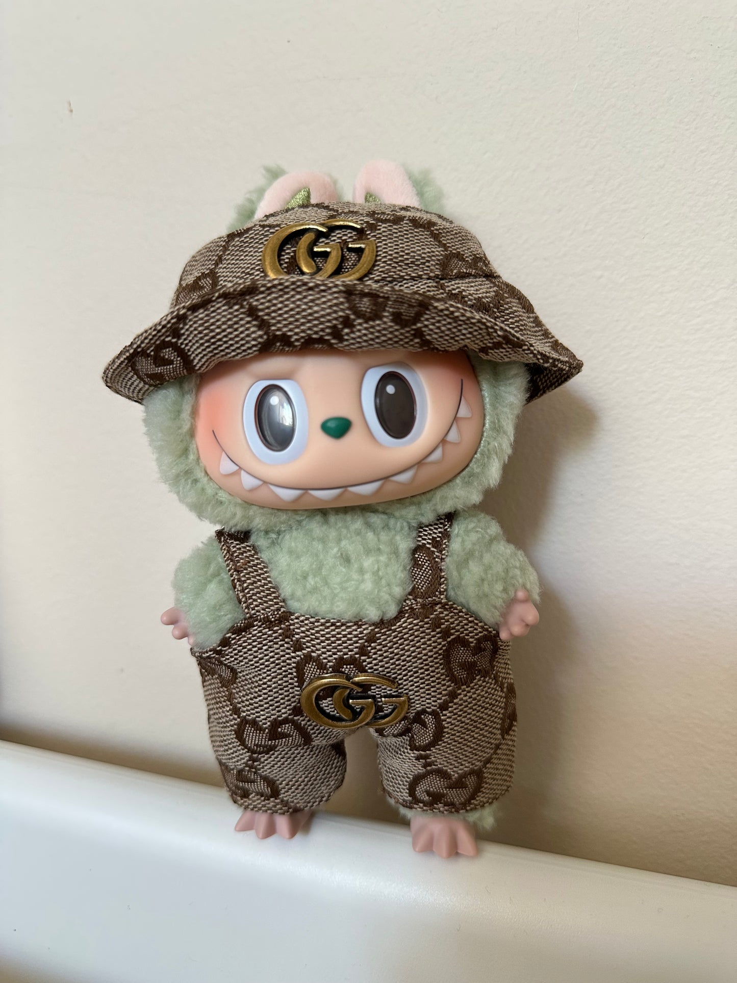 Labubu Gucci Designer Clothes - Brown Overalls