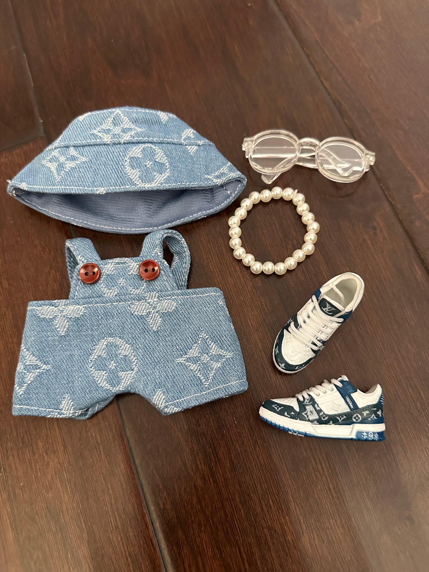 Labubu LV Designer Clothes - Blue Logo Denim
