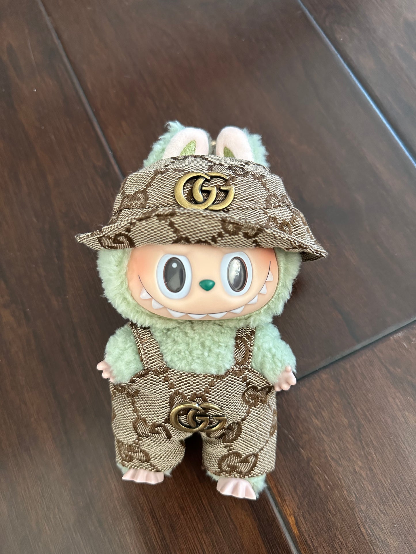 Labubu Gucci Designer Clothes - Brown Overalls