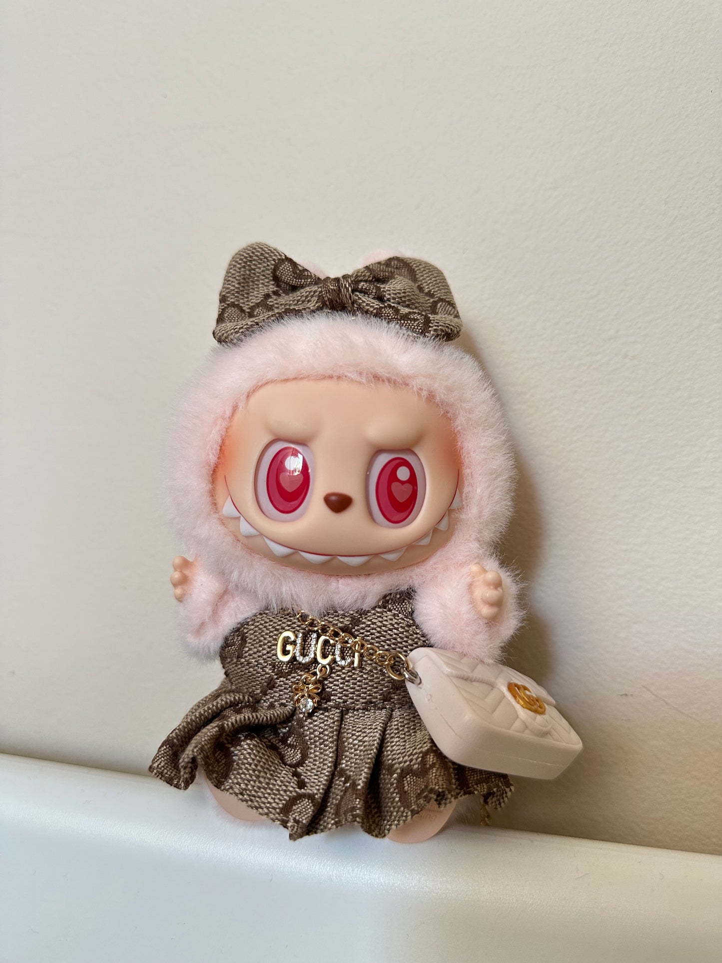 Labubu Gucci Designer Clothes - Brown Dress