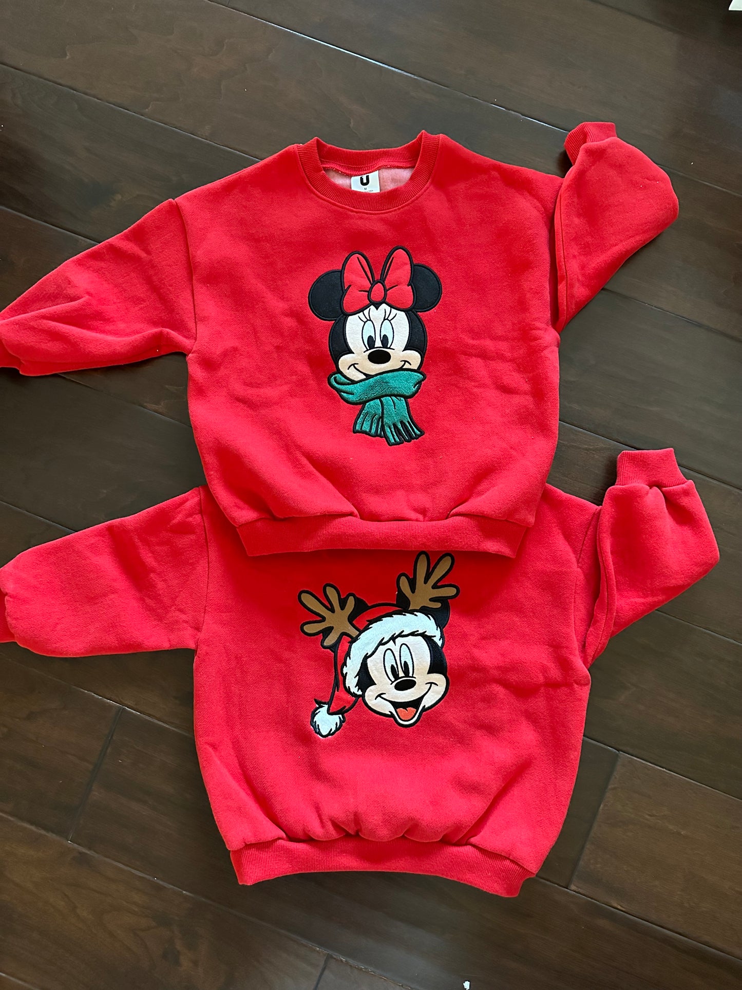 Christmas Mickey and Minnie sweatshirt KIDS CREWNECK