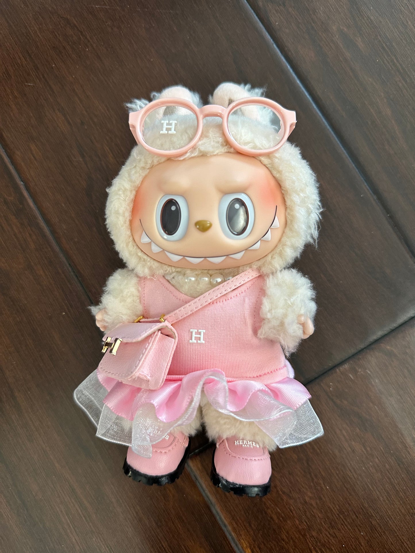 Labubu Hermes Designer Clothes - Pink Dress