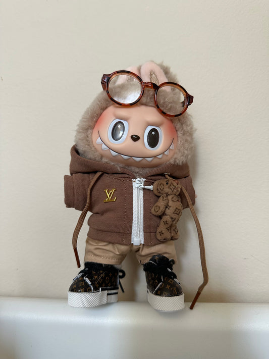 Labubu LV Designer Clothes - Brown Hoodie