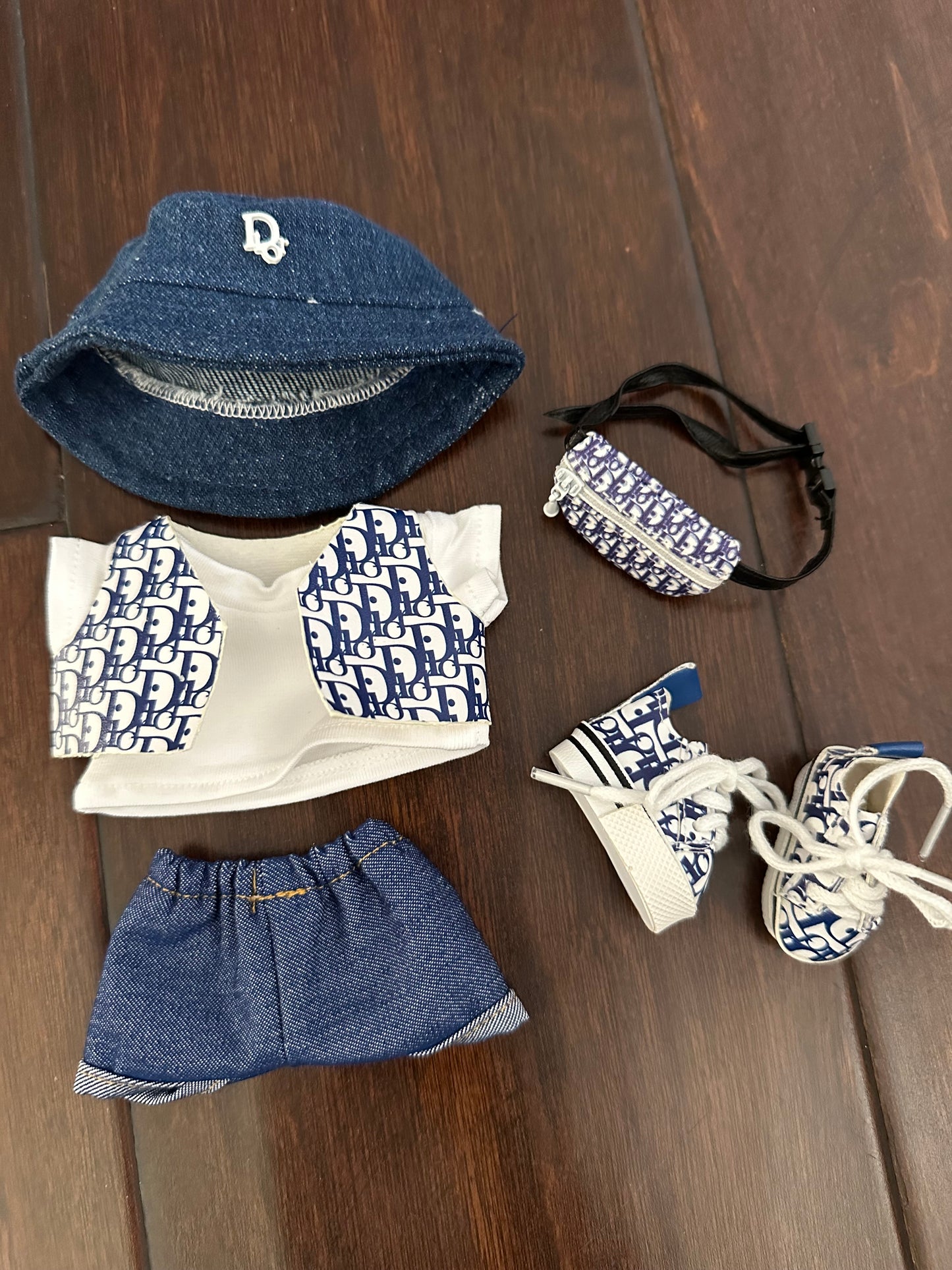 Labubu Dior Designer Clothes - Blue Logo Vest