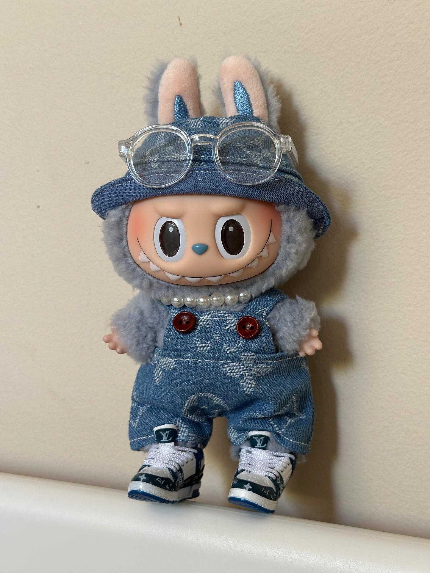 Labubu LV Designer Clothes - Blue Logo Denim