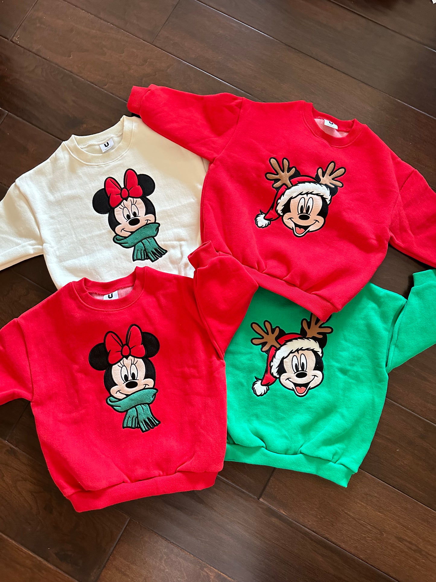 Christmas Mickey and Minnie sweatshirt KIDS CREWNECK