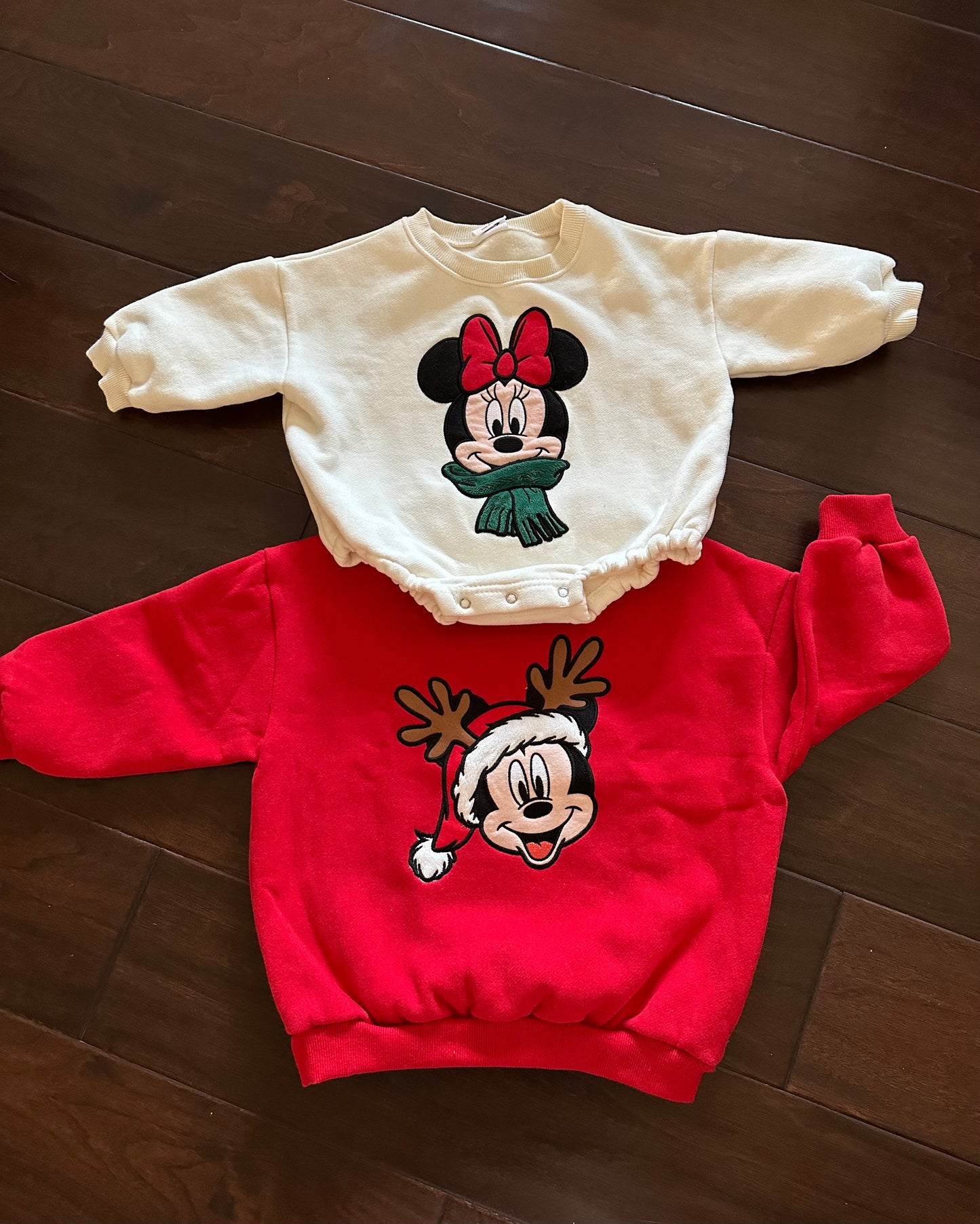 Christmas Mickey and Minnie sweatshirt BUBBLE ONESIE