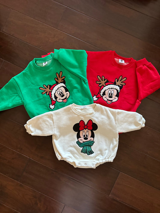 Christmas Mickey and Minnie sweatshirt BUBBLE ONESIE