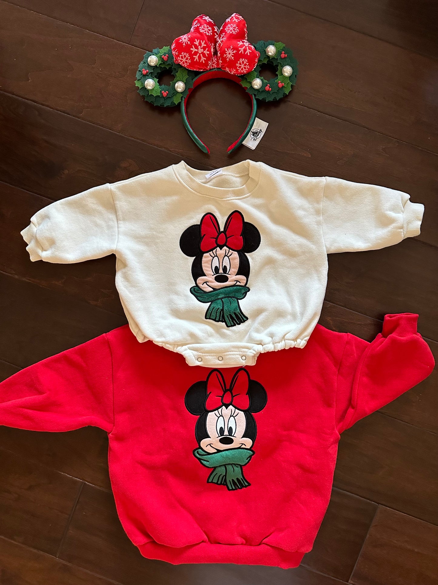 Christmas Mickey and Minnie sweatshirt BUBBLE ONESIE