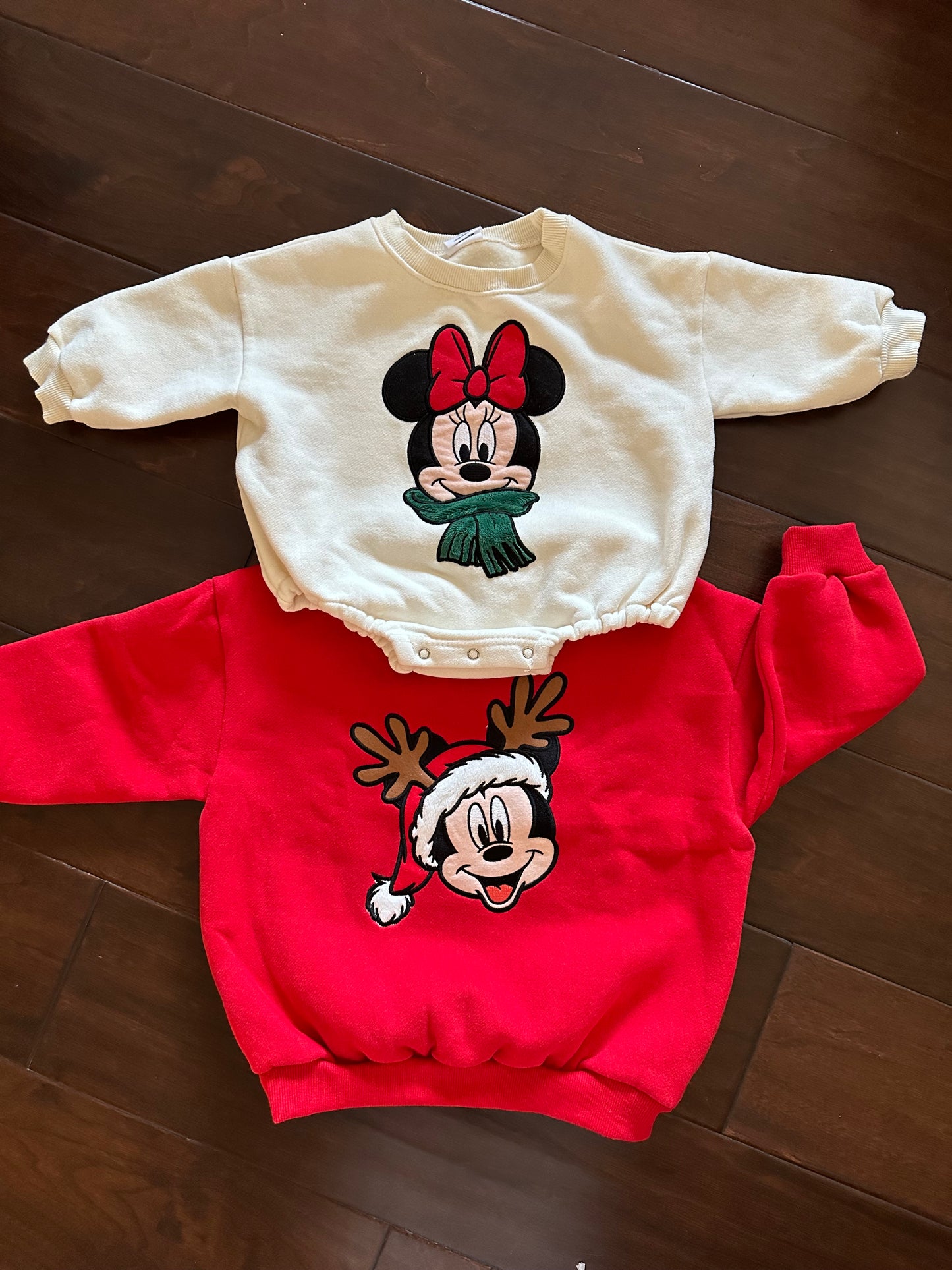 Christmas Mickey and Minnie sweatshirt BUBBLE ONESIE