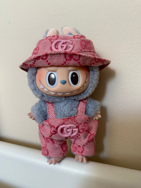 Labubu Gucci Designer Clothes - Pink Overalls