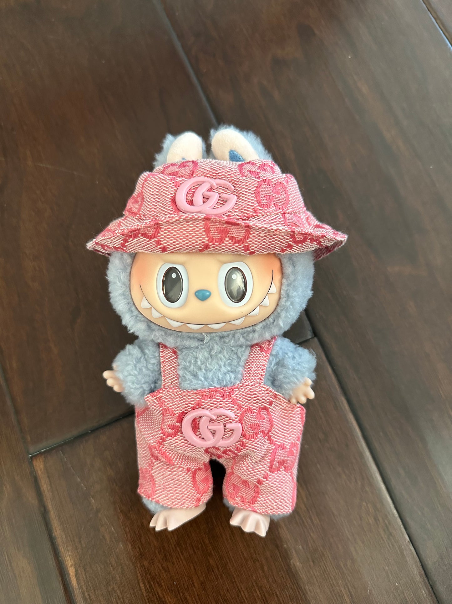Labubu Gucci Designer Clothes - Pink Overalls