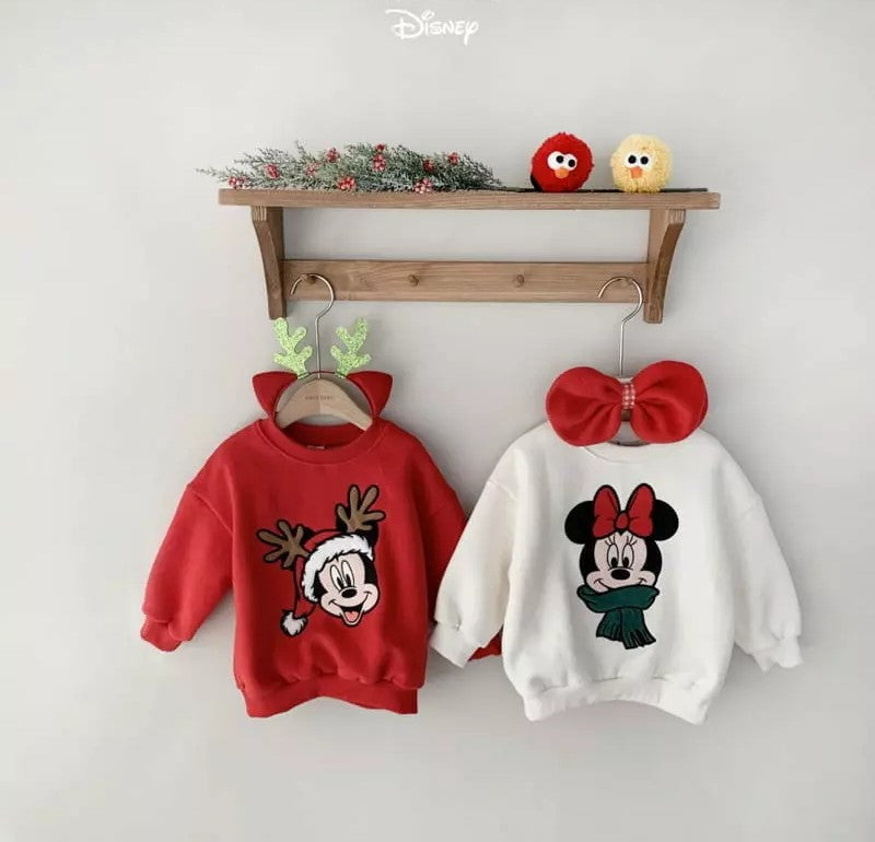 Christmas Mickey and Minnie sweatshirt KIDS CREWNECK